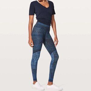 Lululemon Wunder Under HR Blocked Linear Flux Battleship Multi Leggings, Size 2